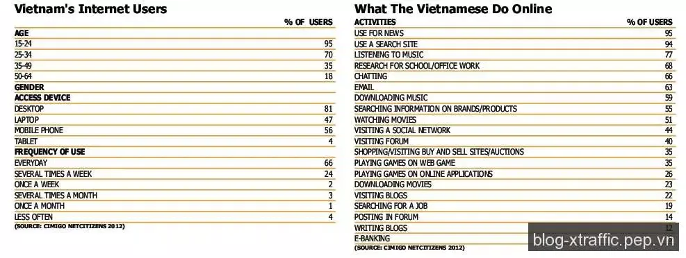Thống kê mới nhất về thị trường trực tuyến Việt Nam năm 2013 - digital marketing quảng cáo trực tuyến thị trường trực tuyến Thống kê - Digital Marketing Marketing