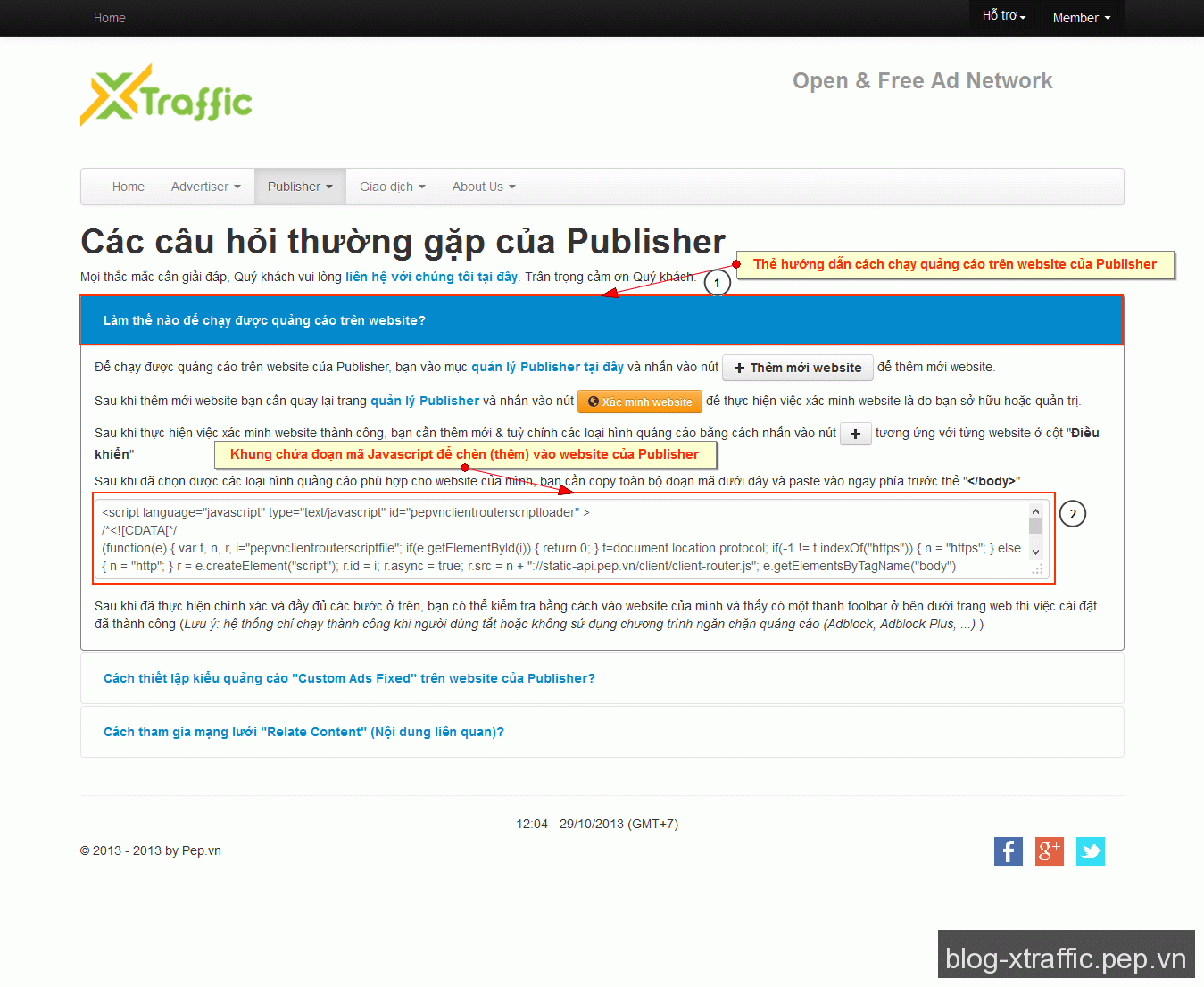 [Publisher] Hướng dẫn đăng ký & sử dụng các chức năng cơ bản của Publisher - publisher xtraffic - Hướng dẫn về Publisher Hướng dẫn xTraffic xTraffic